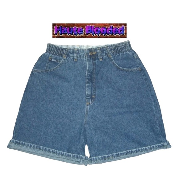 Vintage Lee High Waist Mom Shorts Large Pockets Dark Wash Retro VTG 80's Sz 10 - Picture 2 of 10